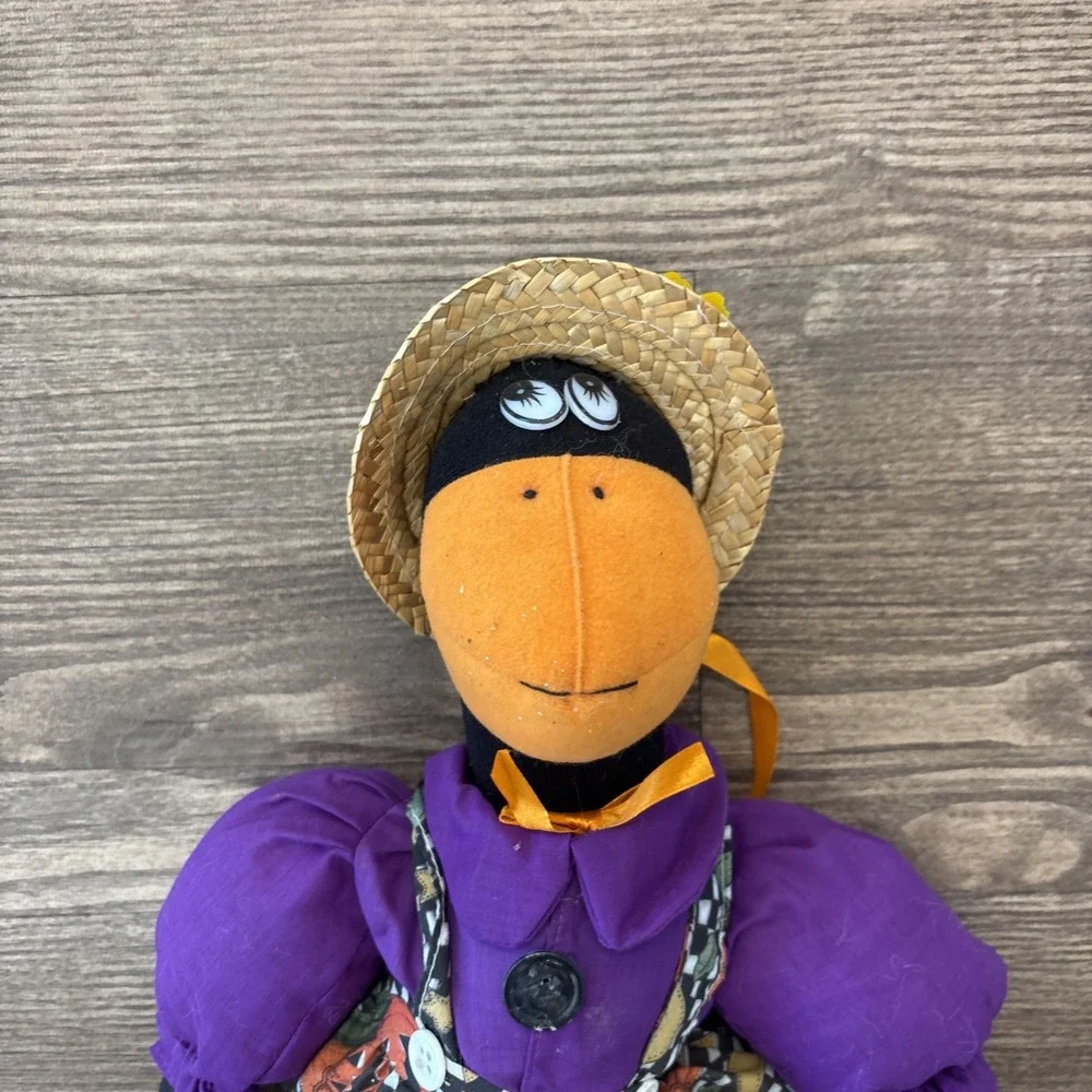 Vintage Black Crow/Duck‎ Halloween Plush With Straw Hat 20'